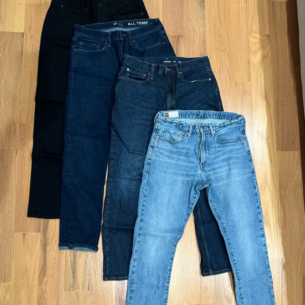 Men’s Lot of 4 Jeans GAP & OLD NAVY SLIM TAPER 31/30 & 32/30